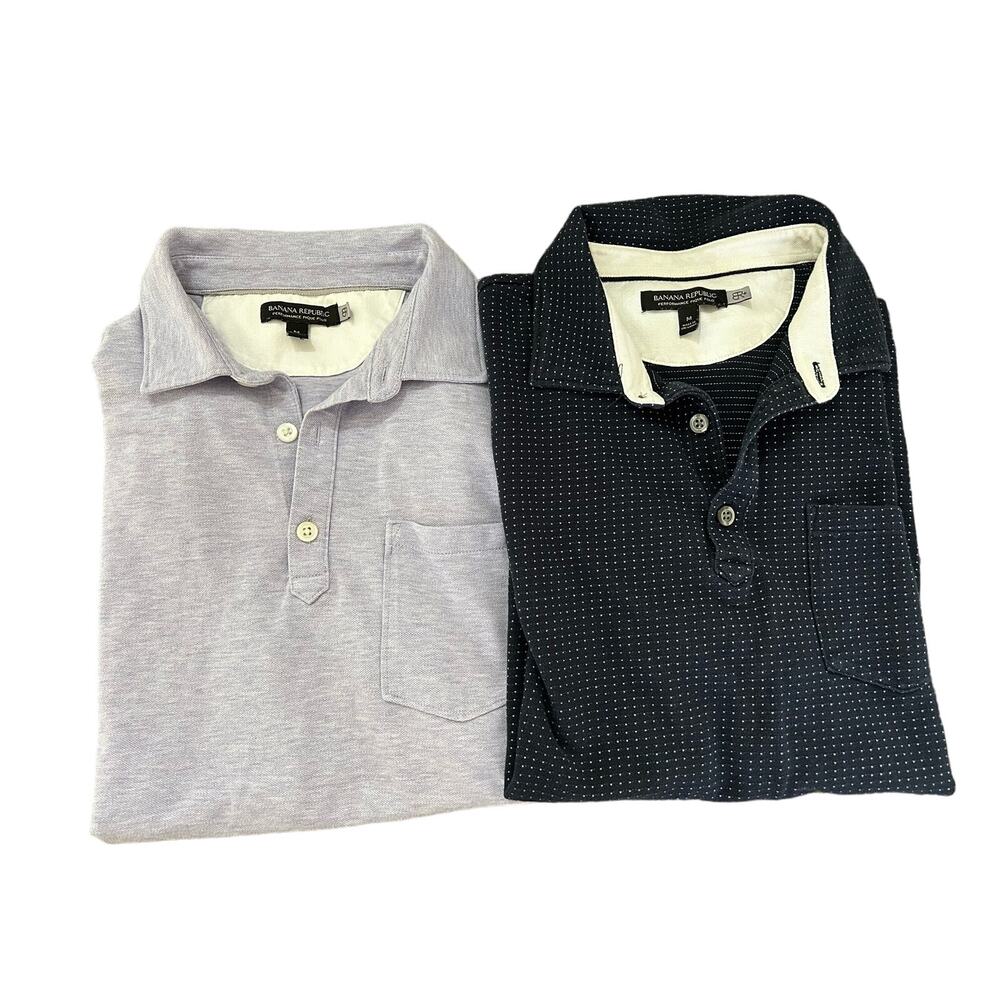 2 Banana Republic Men's Performance Pique Polos Size Medium